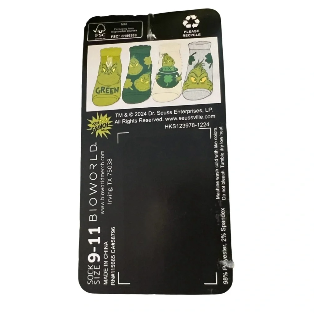 Dr. Seuss The Grinch Ankle Soft Socks 4 Pair  NIP